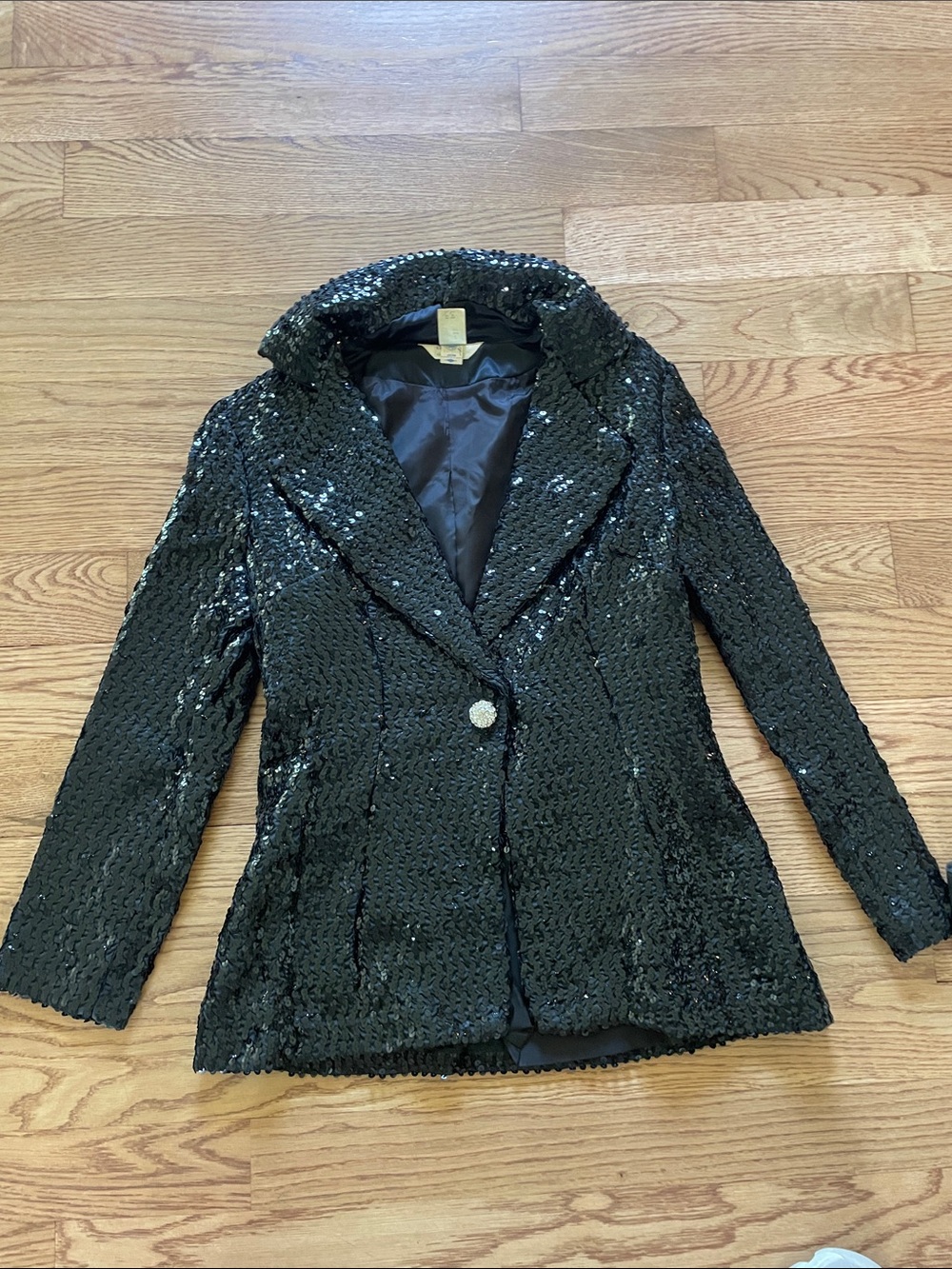 VTG Black Sequin Blazer Jacket - Women's Elegant Evening Coat